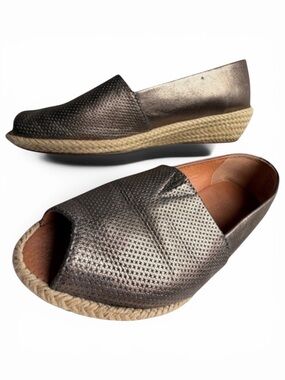Gentle Souls Lydia A-Line 2 Bronze Leather Peep Toe Espadrille Sandals 8